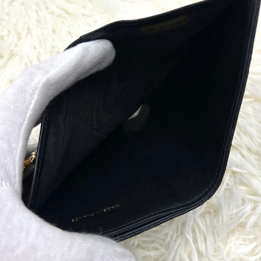 【美品】CHANEL シャネル ココマーク ビコローレ 二つ折り財布 ブラック
