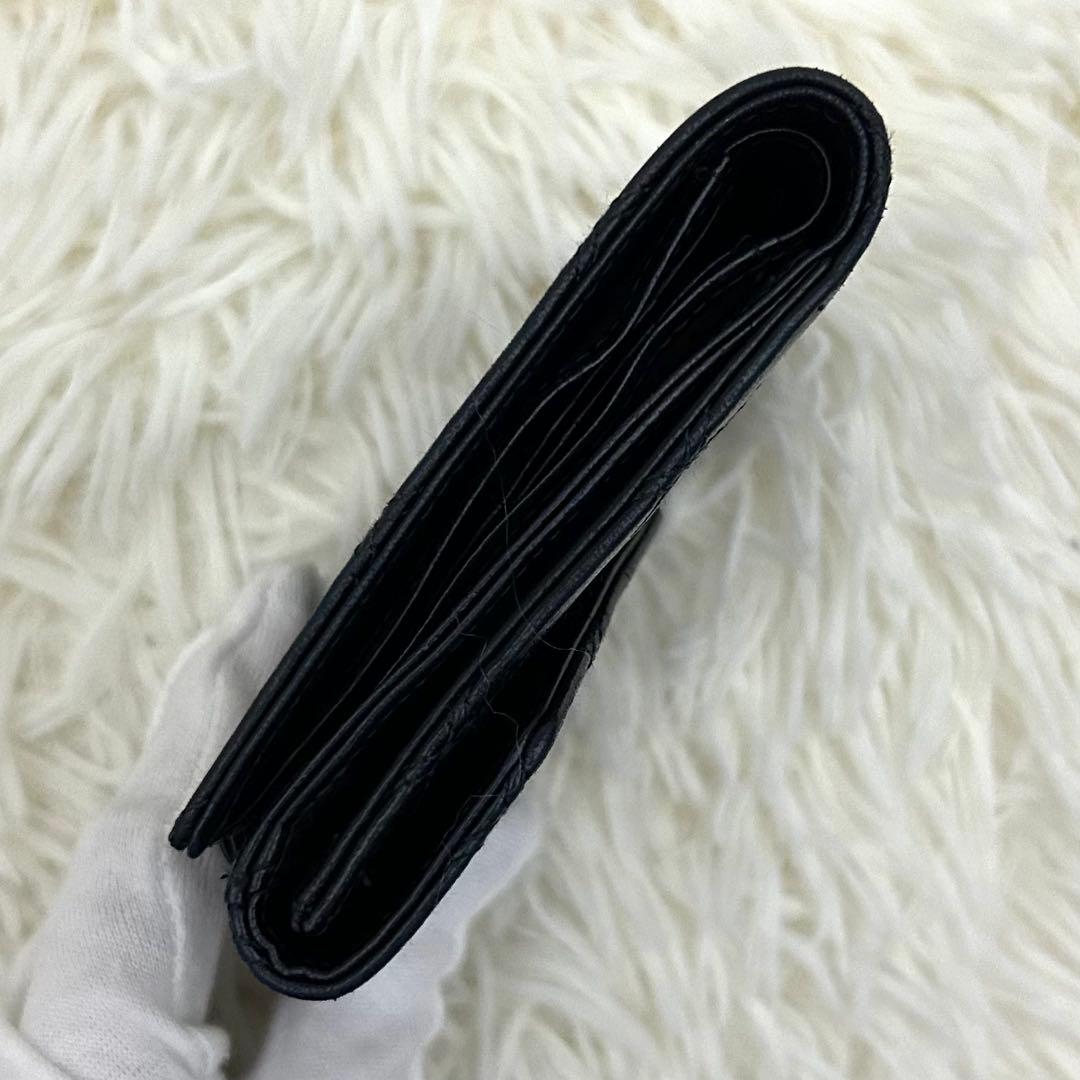 【美品】CHANEL シャネル ココマーク ビコローレ 二つ折り財布 ブラック
