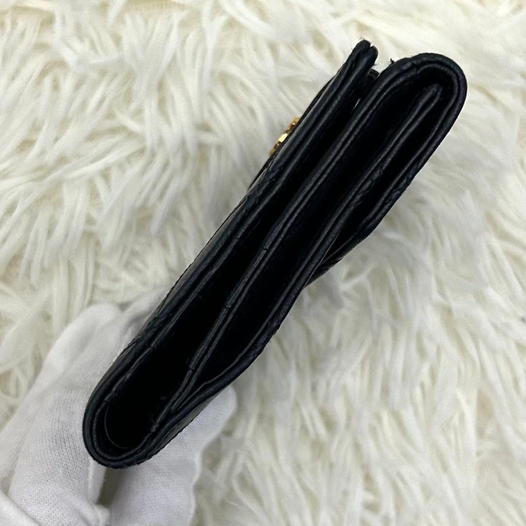 【美品】CHANEL シャネル ココマーク ビコローレ 二つ折り財布 ブラック