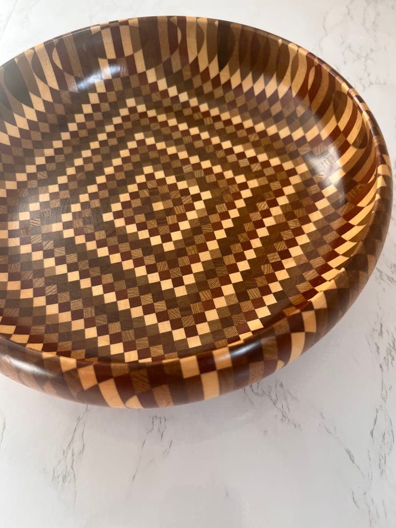 【希少】　超美品　箱根寄木細工　木製菓子器 丸型　お盆