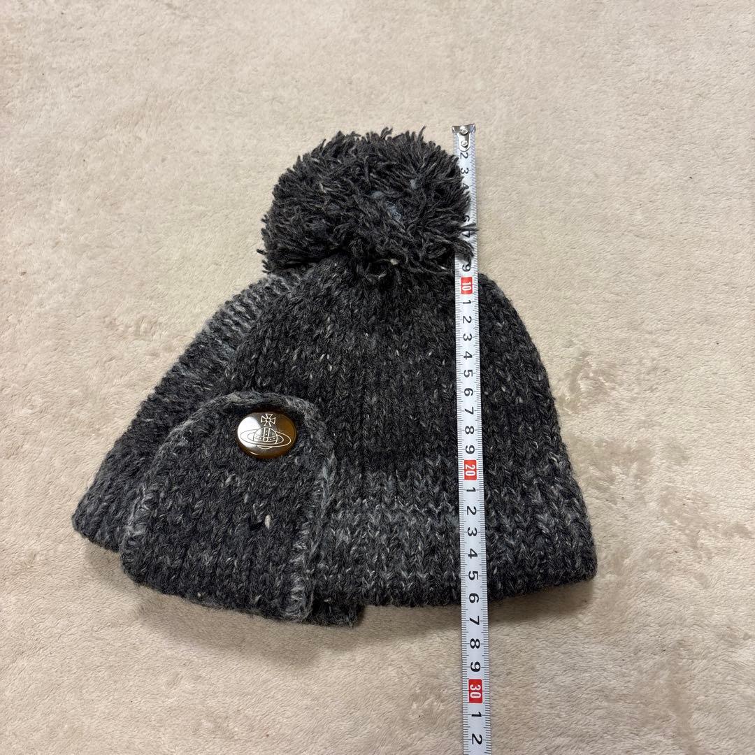 美品⭐️vivienne westwood ニット帽　オーブ　ボンボン　グレー