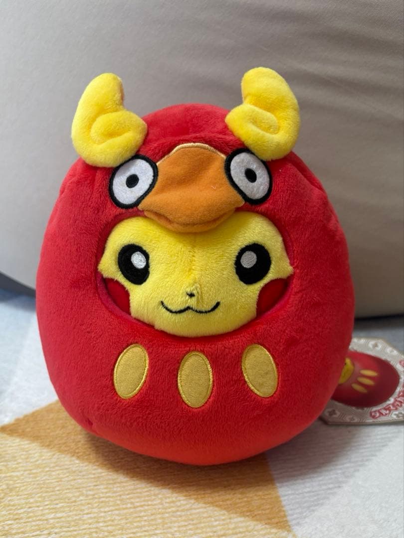 (タグ付き) ダルマッカごっこピカチュウ　ぬいぐるみ