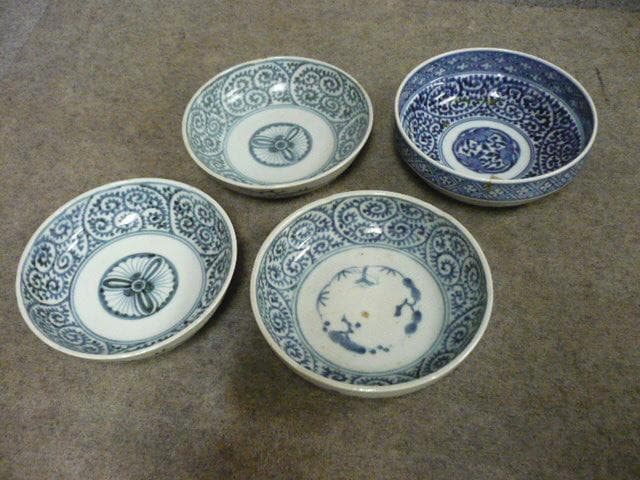 古伊万里 染付 なます皿 たこ唐草 4枚 [B31465]