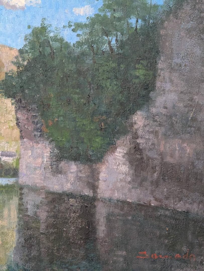 【真作】絵画　沢田正一　油彩6号　渓谷の静寂　自然の調和を描く写実作品　Y100