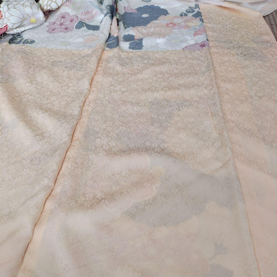 振袖 正絹 未仕立て 仮絵羽 白 クリーム アイボリー 成人式 着物生地