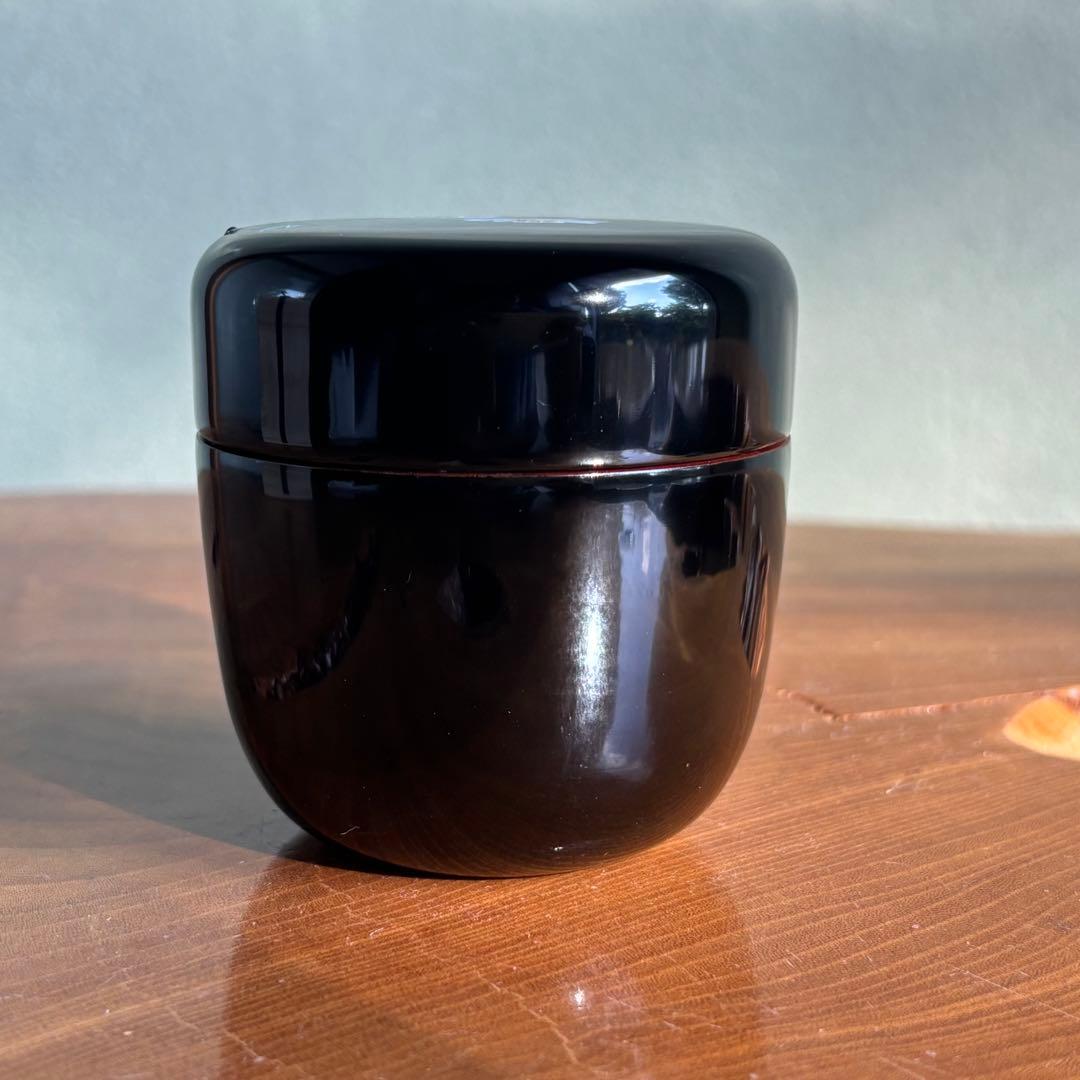 佐々木麗峰作　中棗　内朱塗　ひつじ草蒔絵　茶道具　共箱