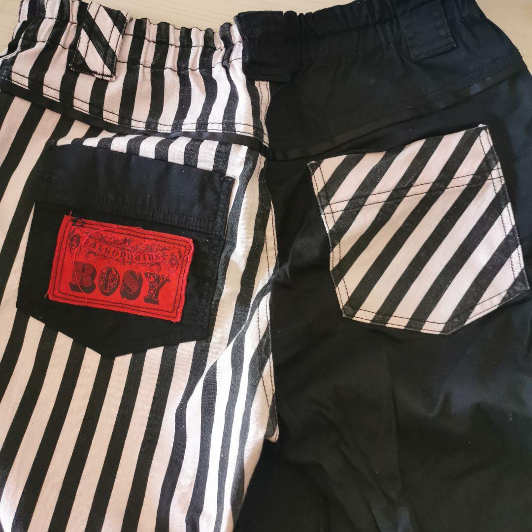 八分丈 カジュアルパンツ 黒 ピンク スカル レアデザイン 個性 ロック パンク