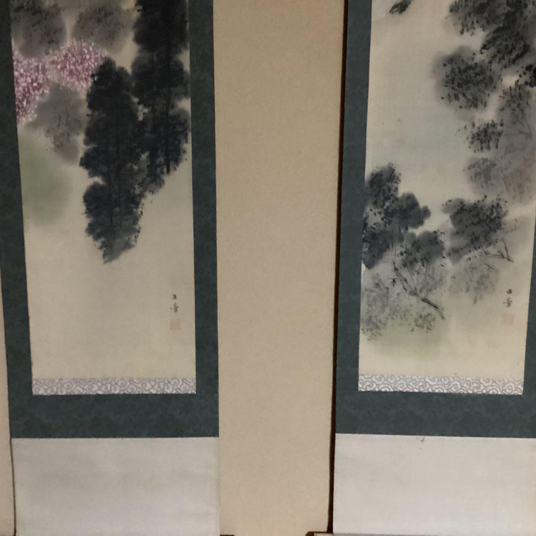 O-24 双鶴春景　掛軸 2本セット