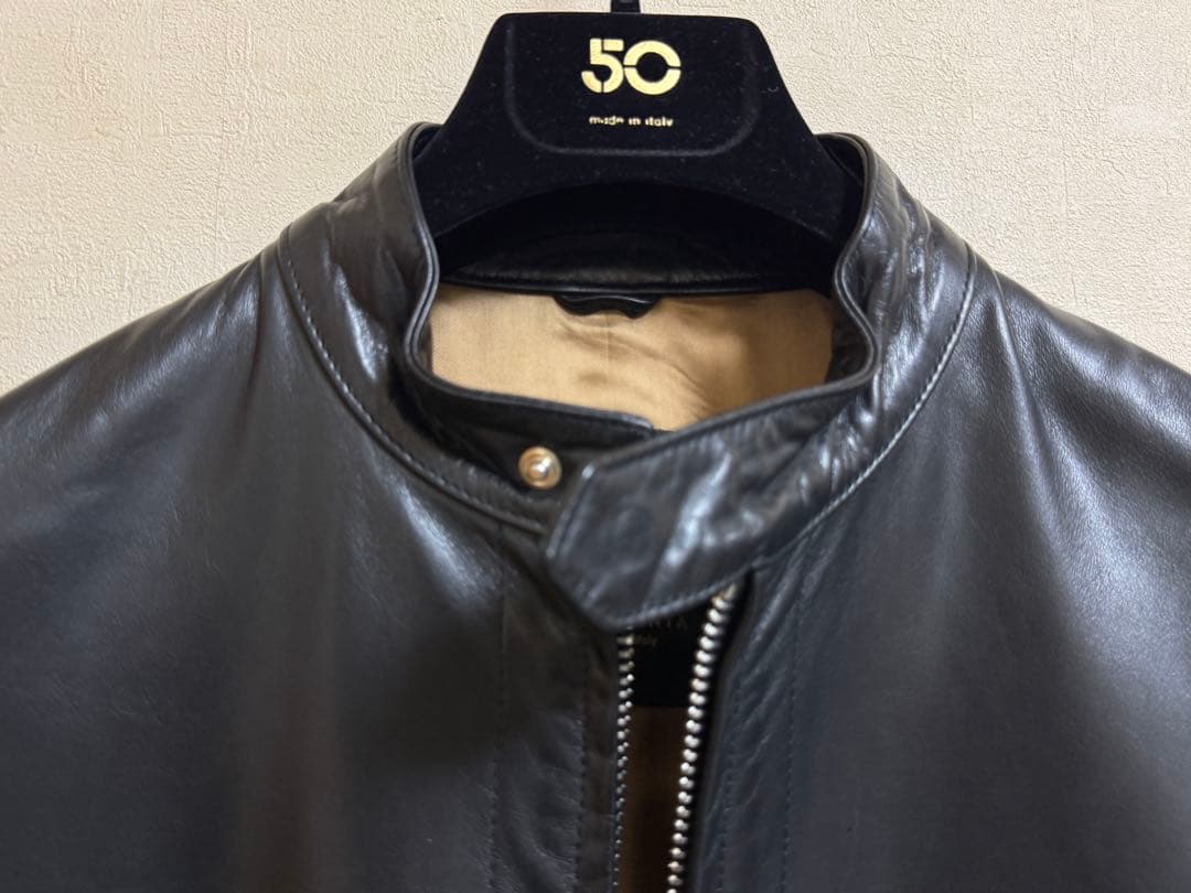 CINQUANTA / スタンドカラー シングルライダースジャケット 46サイズ