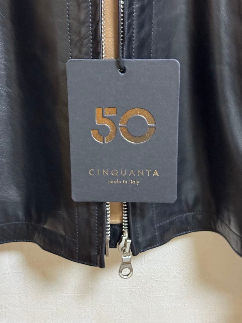 CINQUANTA / スタンドカラー シングルライダースジャケット 46サイズ