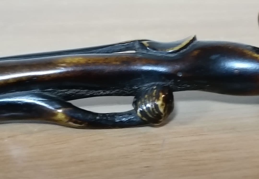 鹿角茸差し根付　古根付　鹿角彫刻根付　時代物　差し根付