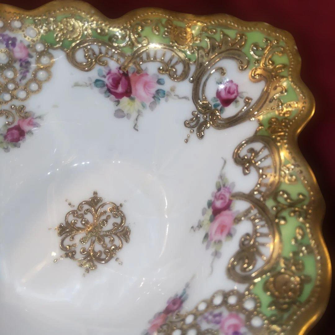 花柄金装飾陶器ボウル