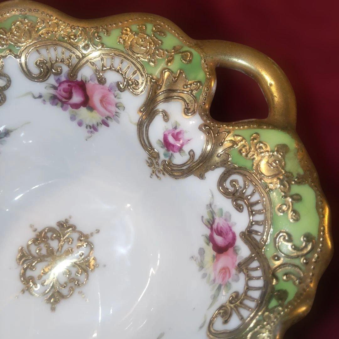 花柄金装飾陶器ボウル