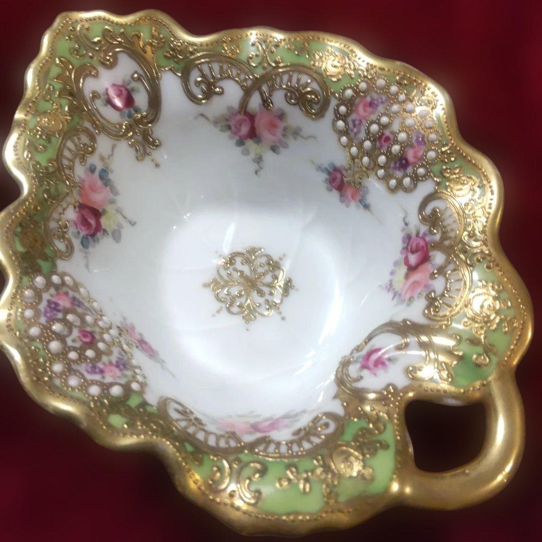 花柄金装飾陶器ボウル