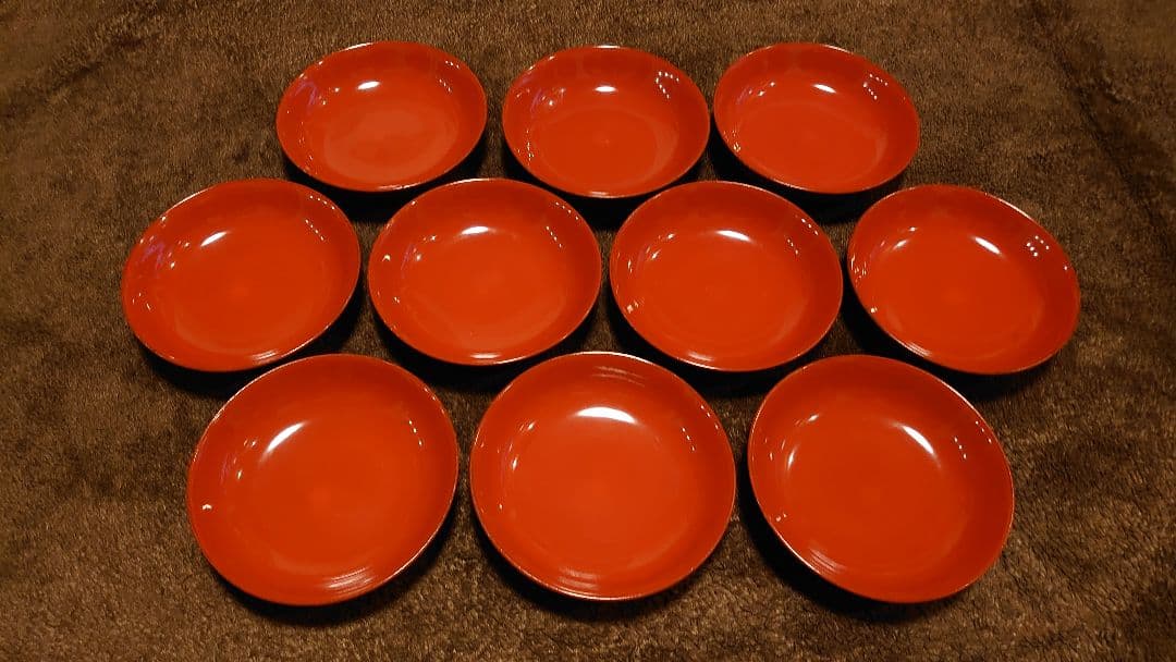 輪島塗　漆器　朱塗　豆皿　菓子皿　蔵出し　１０客