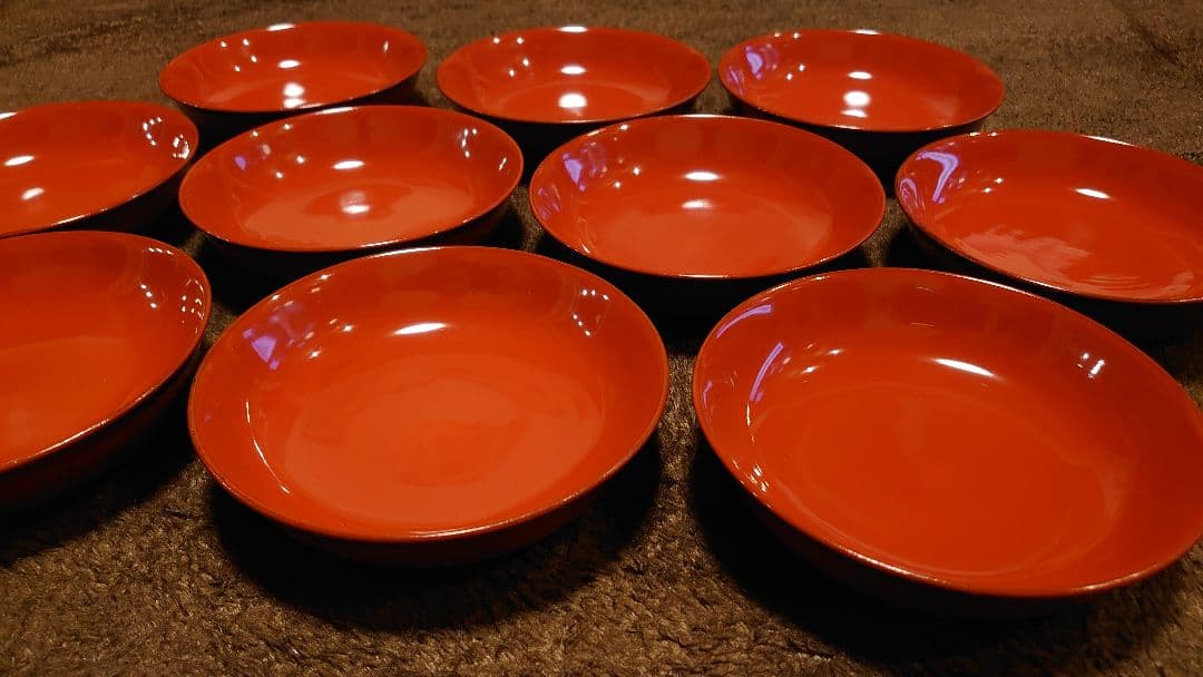 輪島塗　漆器　朱塗　豆皿　菓子皿　蔵出し　１０客