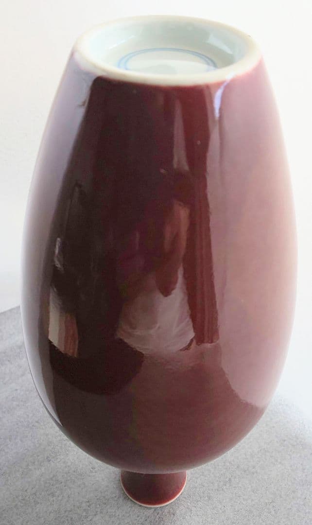 中国美術 清乾隆 紅釉直径瓶 紅釉長頸瓶 辰砂花瓶