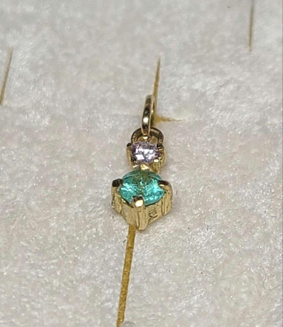 幻達の共演★バターリャパライバトルマリン&ピンクダイヤモンドペンダント18金★