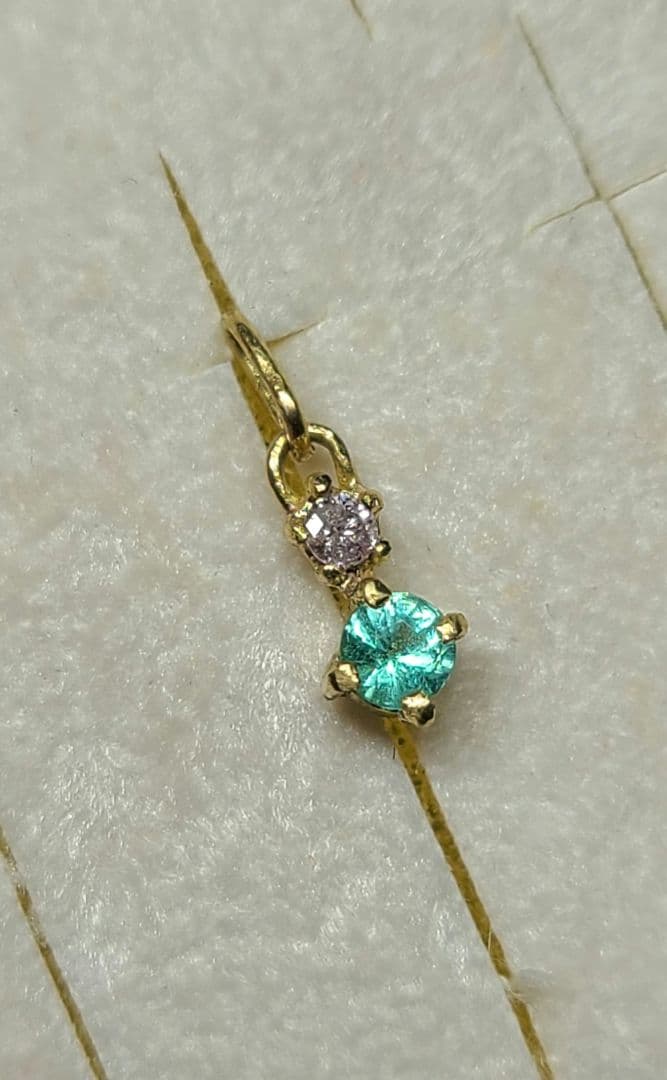 幻達の共演★バターリャパライバトルマリン&ピンクダイヤモンドペンダント18金★