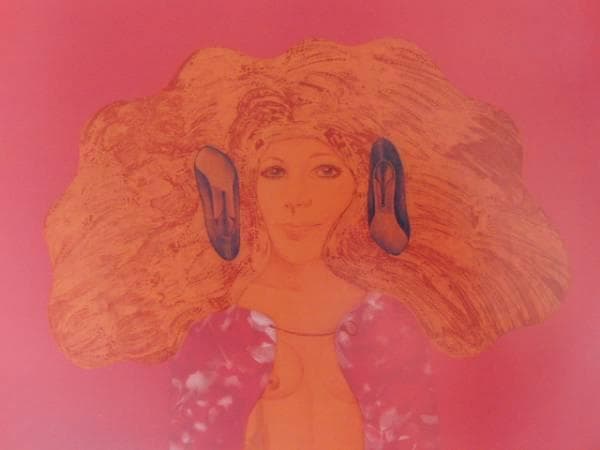 池田満寿夫、【彼女の会話】、希少画集画、新品高級額・額装付、状態良好