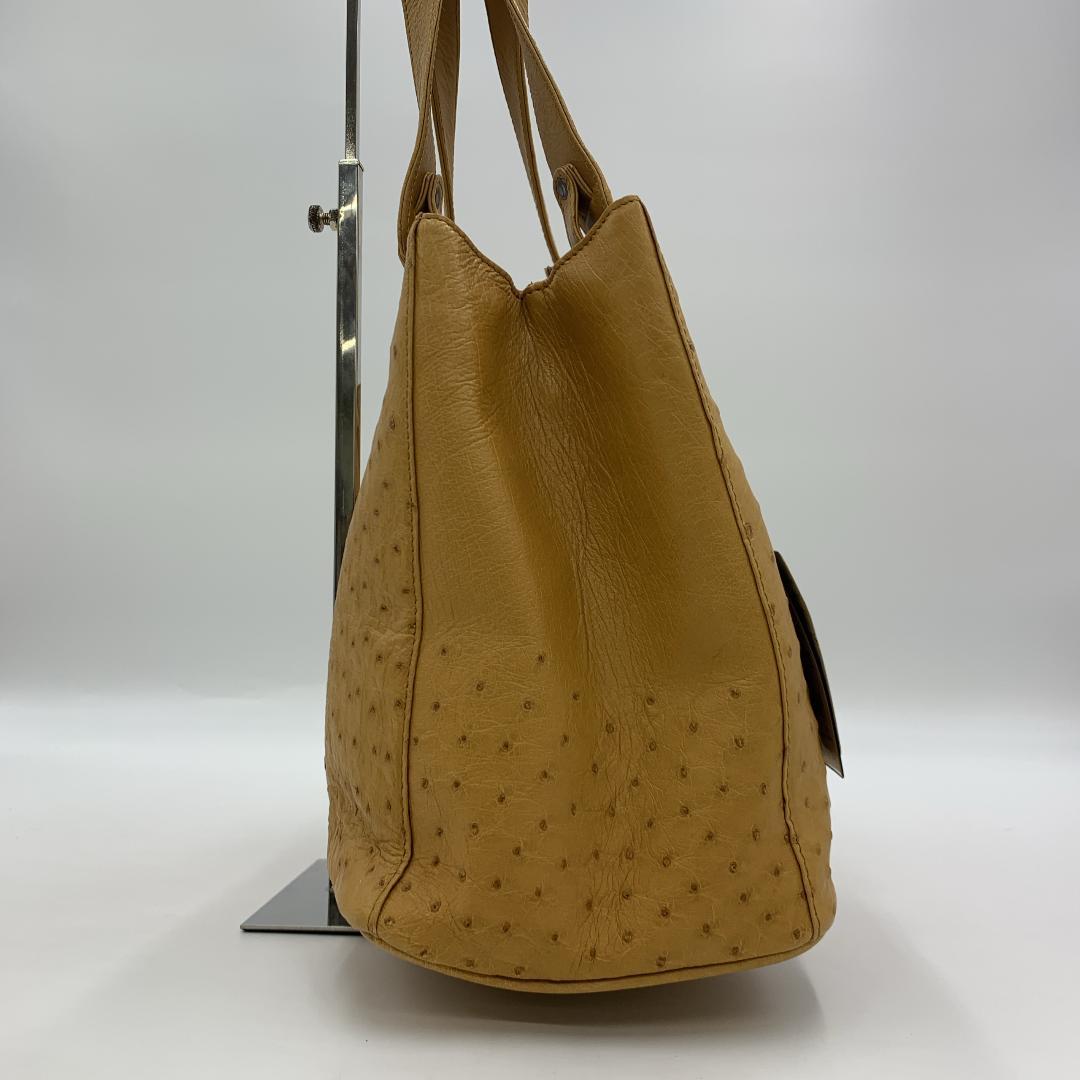 未使用品 RACINE オーストリッチ ハンドバッグ クイルマーク エキゾチック