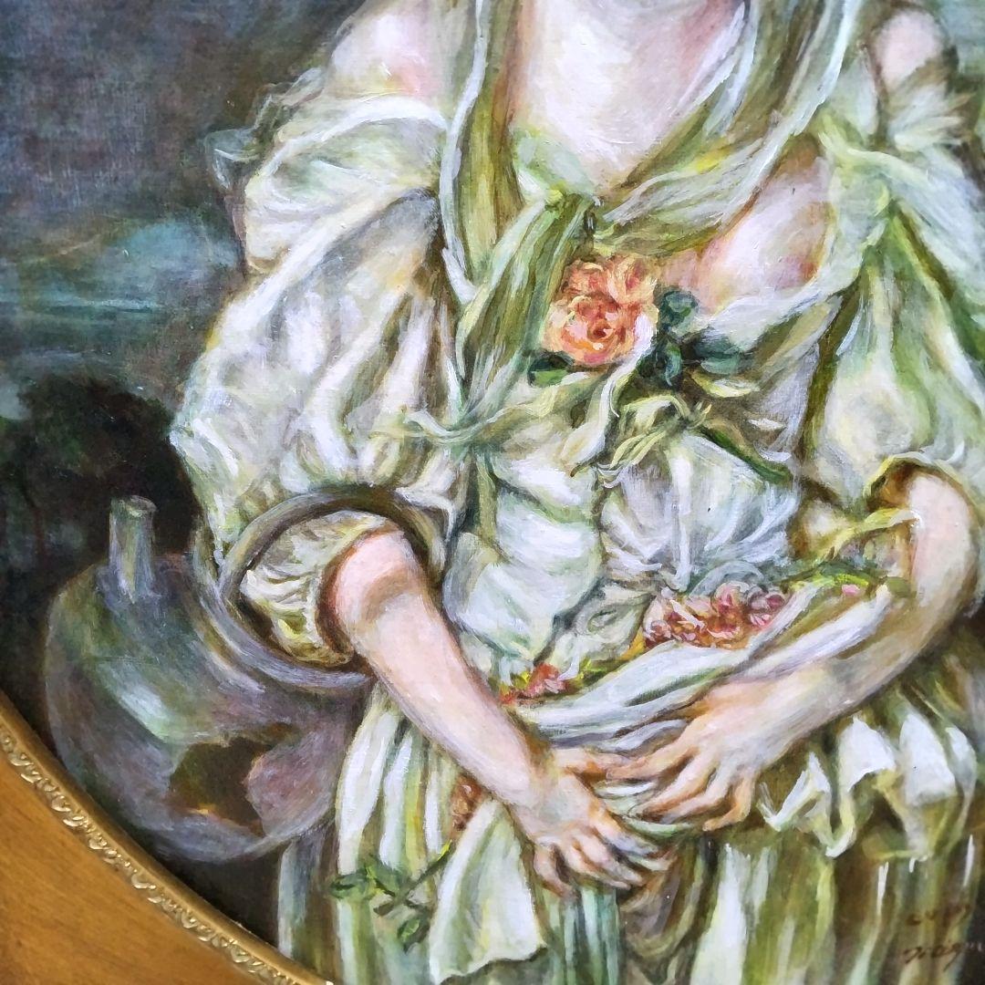 巨匠の肉筆模写 アンティーク調 高級ゴールド額縁ガラス入り保田三友紀のF10油絵