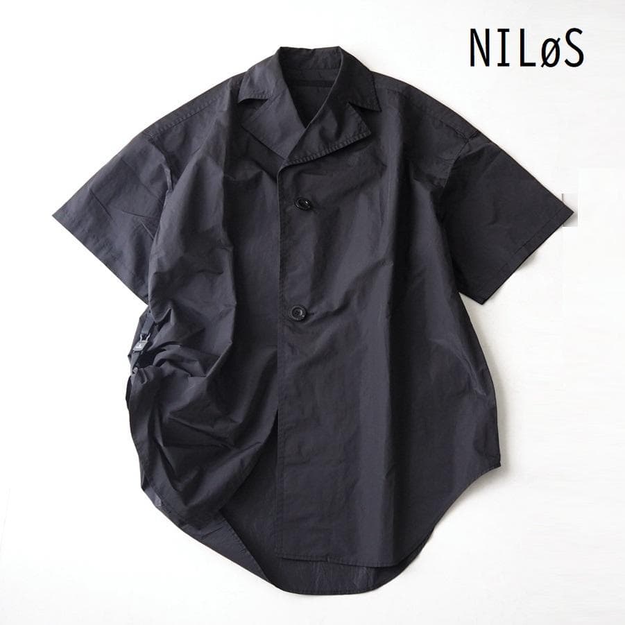 NILøS ニルズ 2020ss タフタ シャツ ジャケット 2 黒 ユリウス