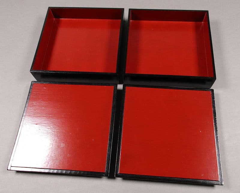 漆芸 山田平安堂 二代 呉藤友乗 花篭蒔絵 蓋物 五点 弁当箱 共箱 M837