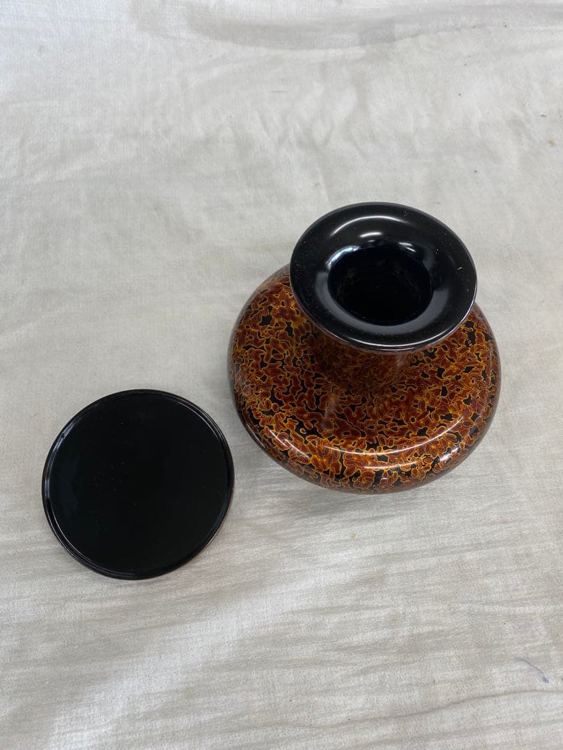 献茶台木製　虫喰塗　新品箱付き