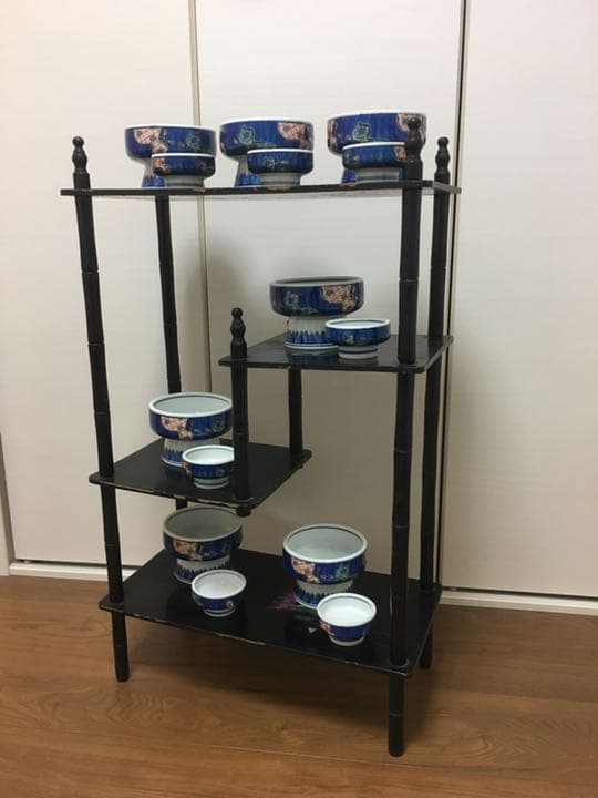 【色絵陶磁器・7組14点】＋飾り棚セット