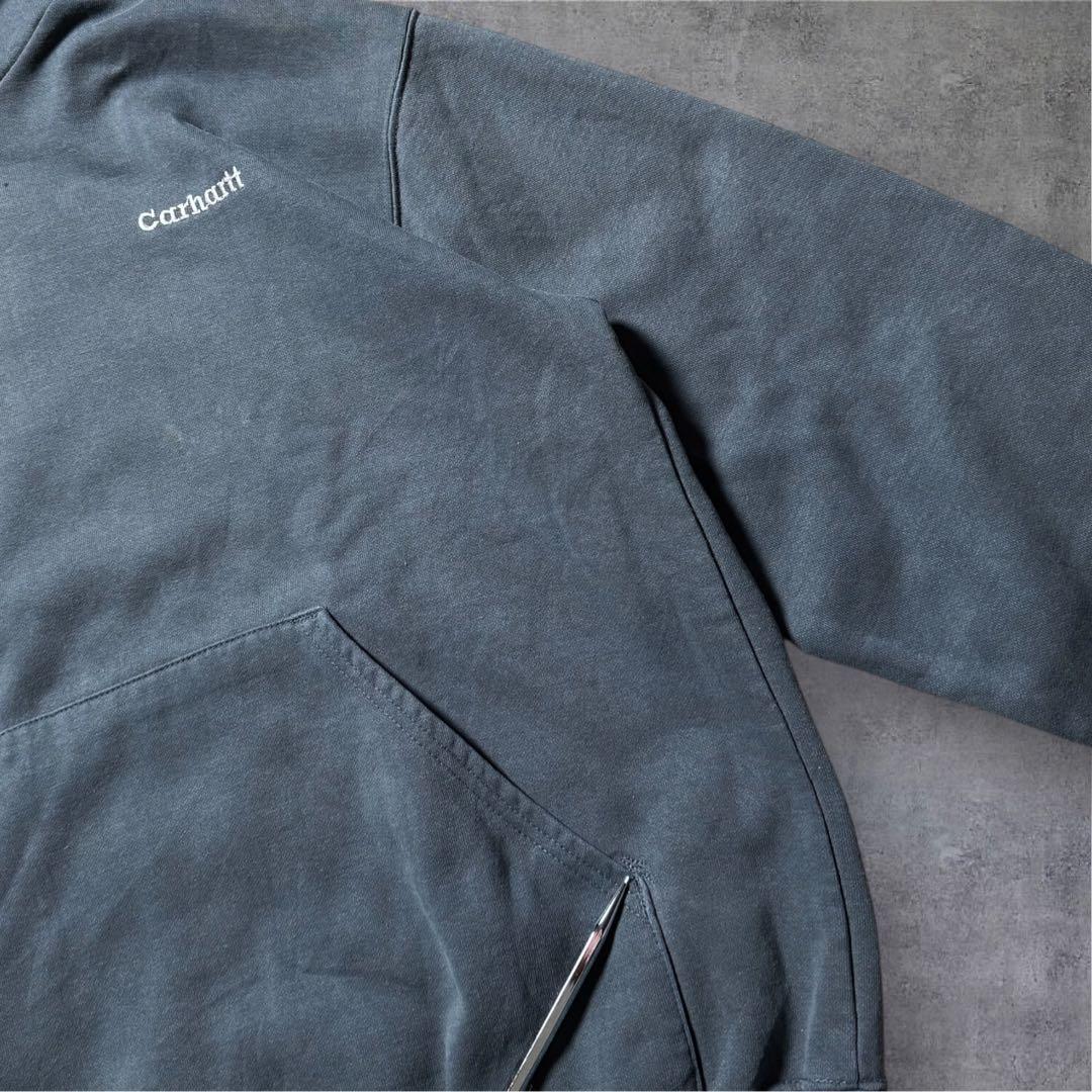 2289 古着00sカーハートプルオーバーパーカー刺繍ロゴ短丈フェード雰囲気系