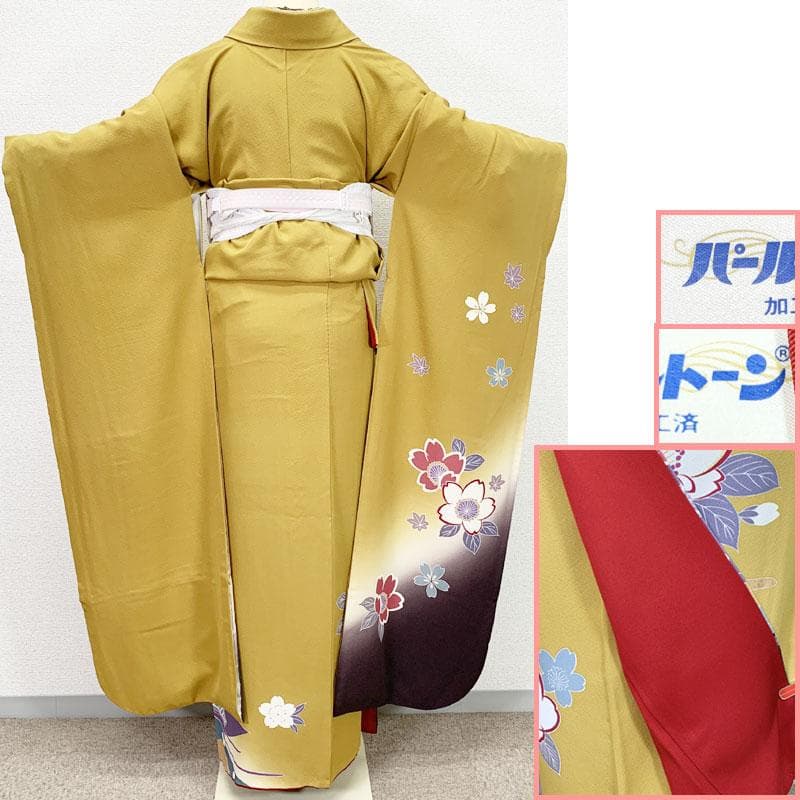 507z54☆振袖 古典柄 金彩 シンプル モダン 桜 熨斗☆美品 成人式結婚式