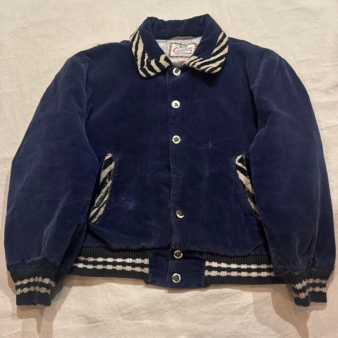 50s VINTAGE コーデュロイ アニマル ゼブラ ジャケット 短丈 ナス紺