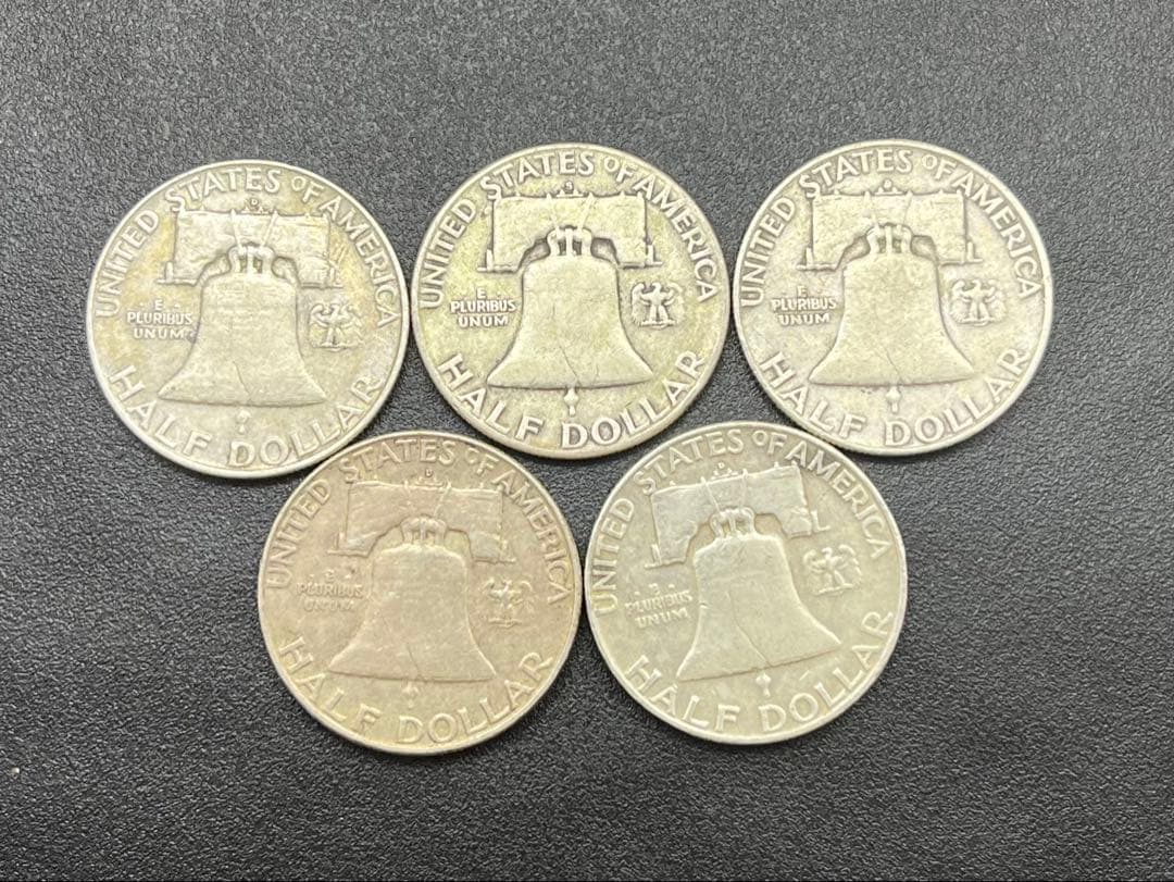 フランクリンハーフダラーアメリカ銀貨ドル5枚50セント