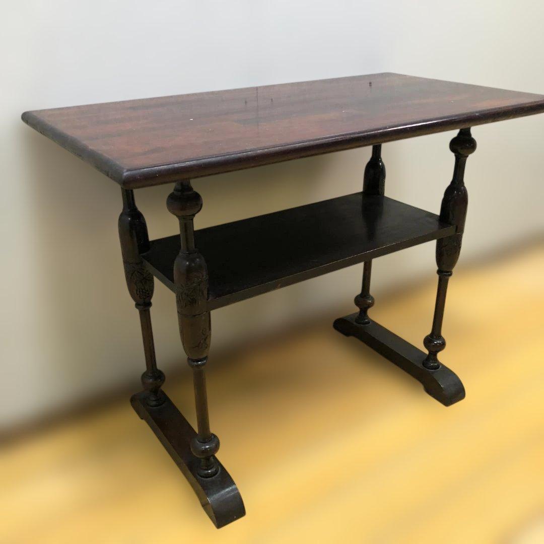 送料無料 アンティーク調 木製テーブル 葡萄彫刻 花台 飾り棚 　251214