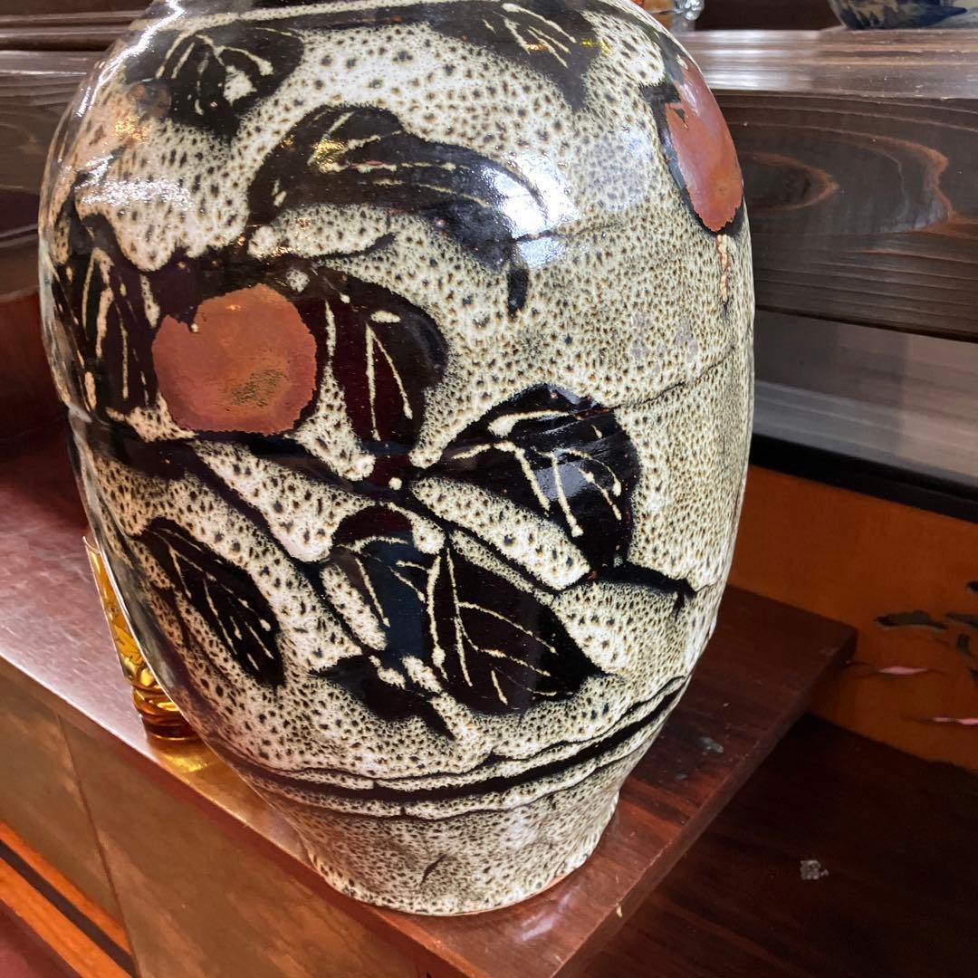 壺　柿図　花びん