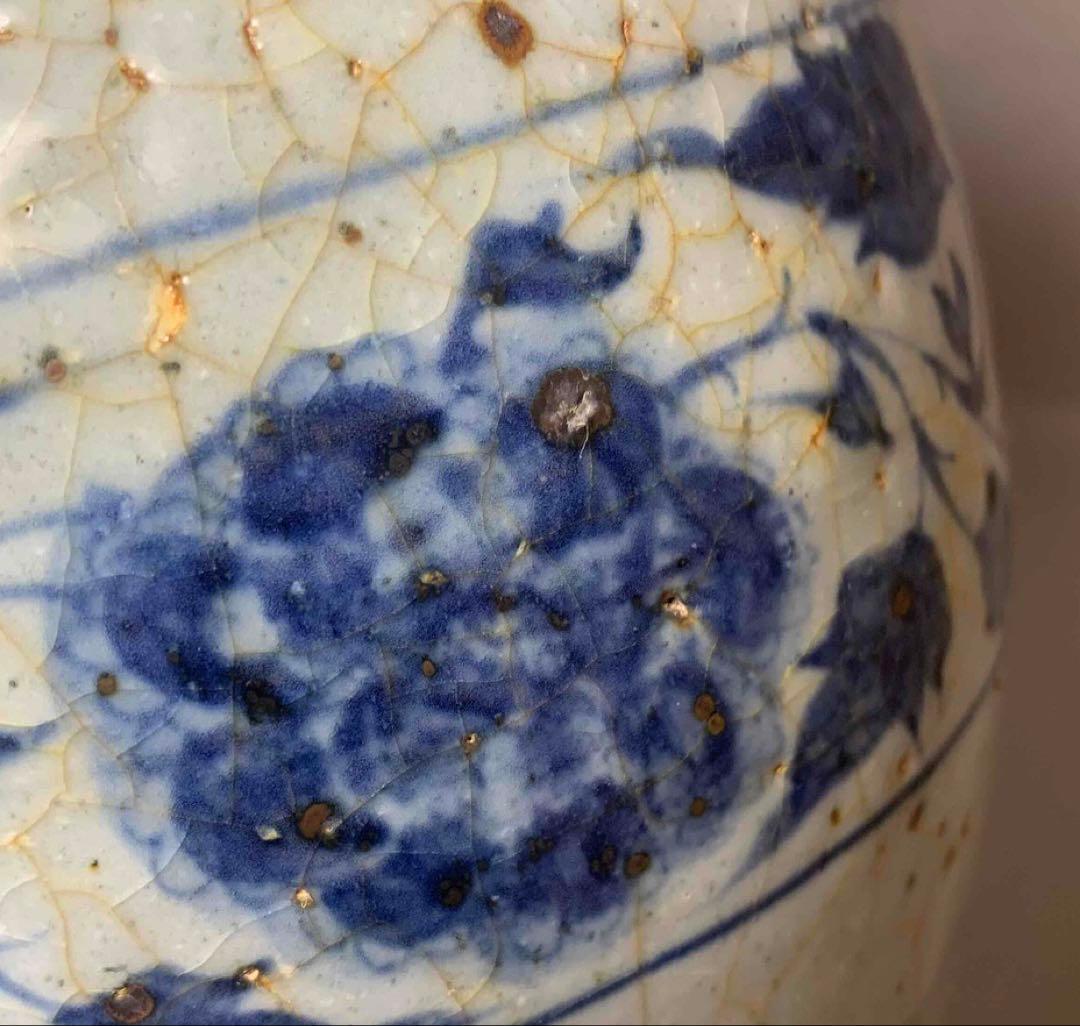 中国 染付草花瓶　f2250920