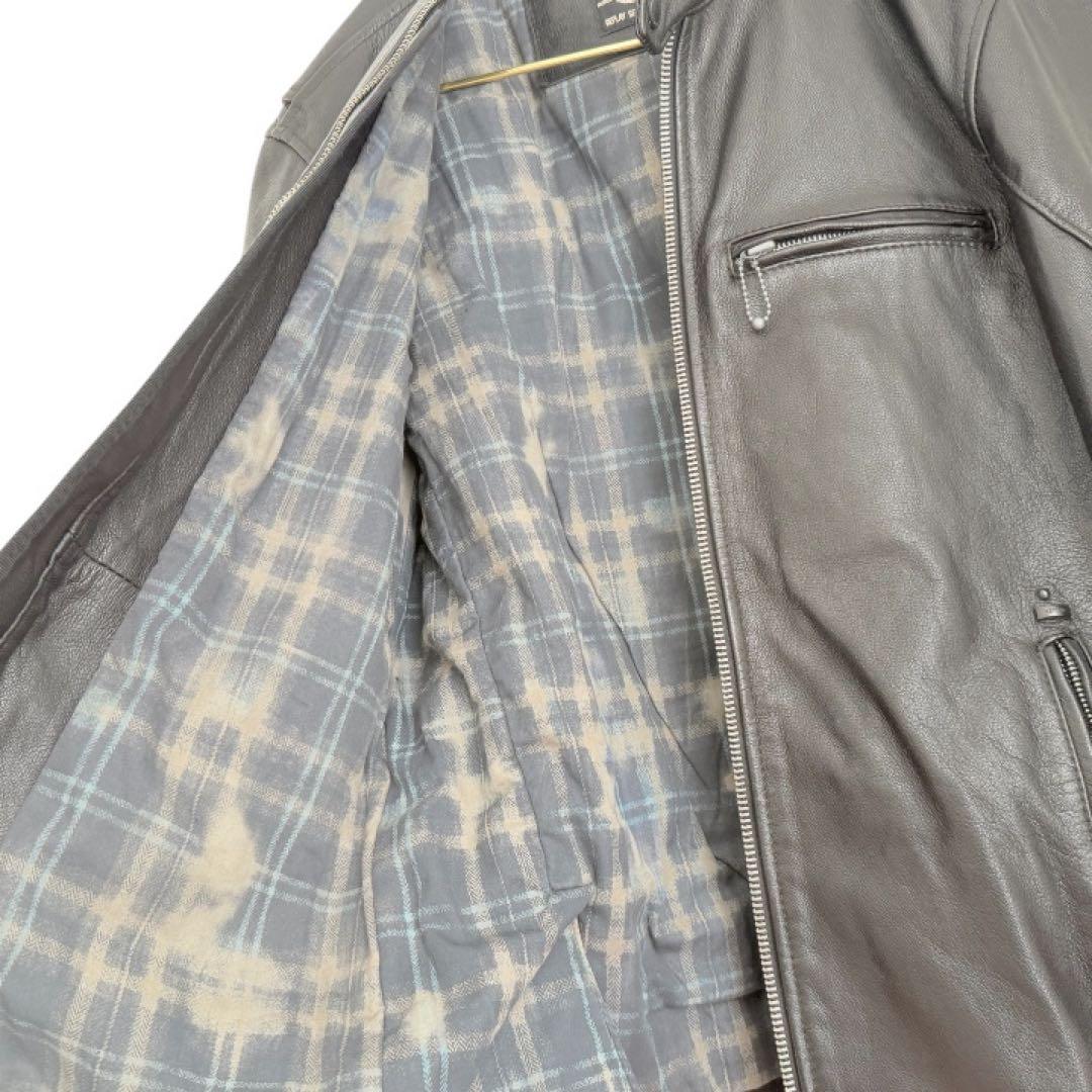 [REPLAY]リプレイ牛革ブラックシングルレザーライダースジャケット