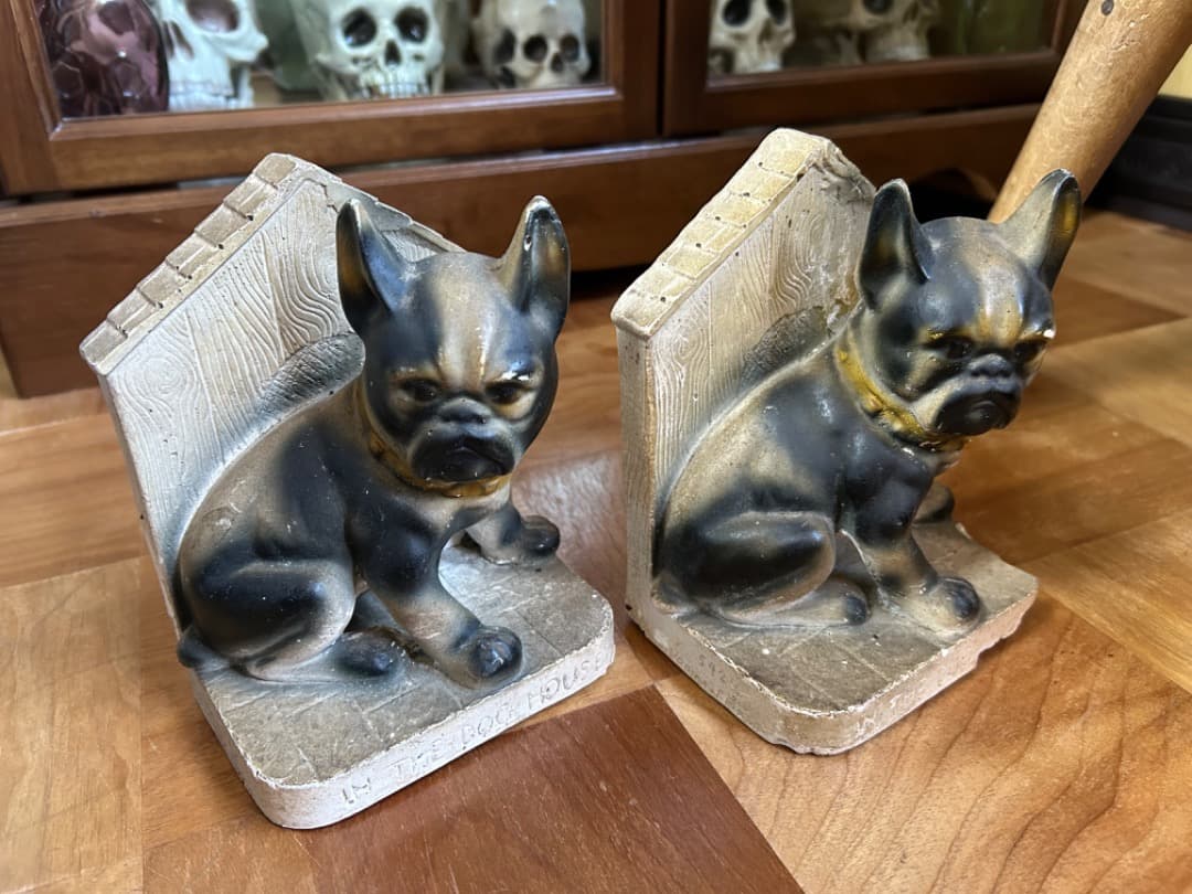 ビンテージ チョークウェア フレンチブルドッグ ブックエンド Bulldog