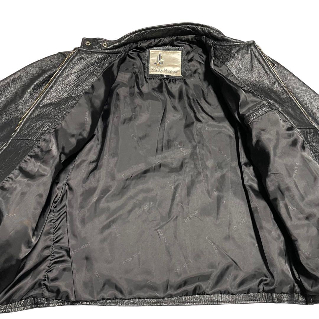 極美品【Misty Harbor】リアルレザーシングルライダースジャケット 黒M