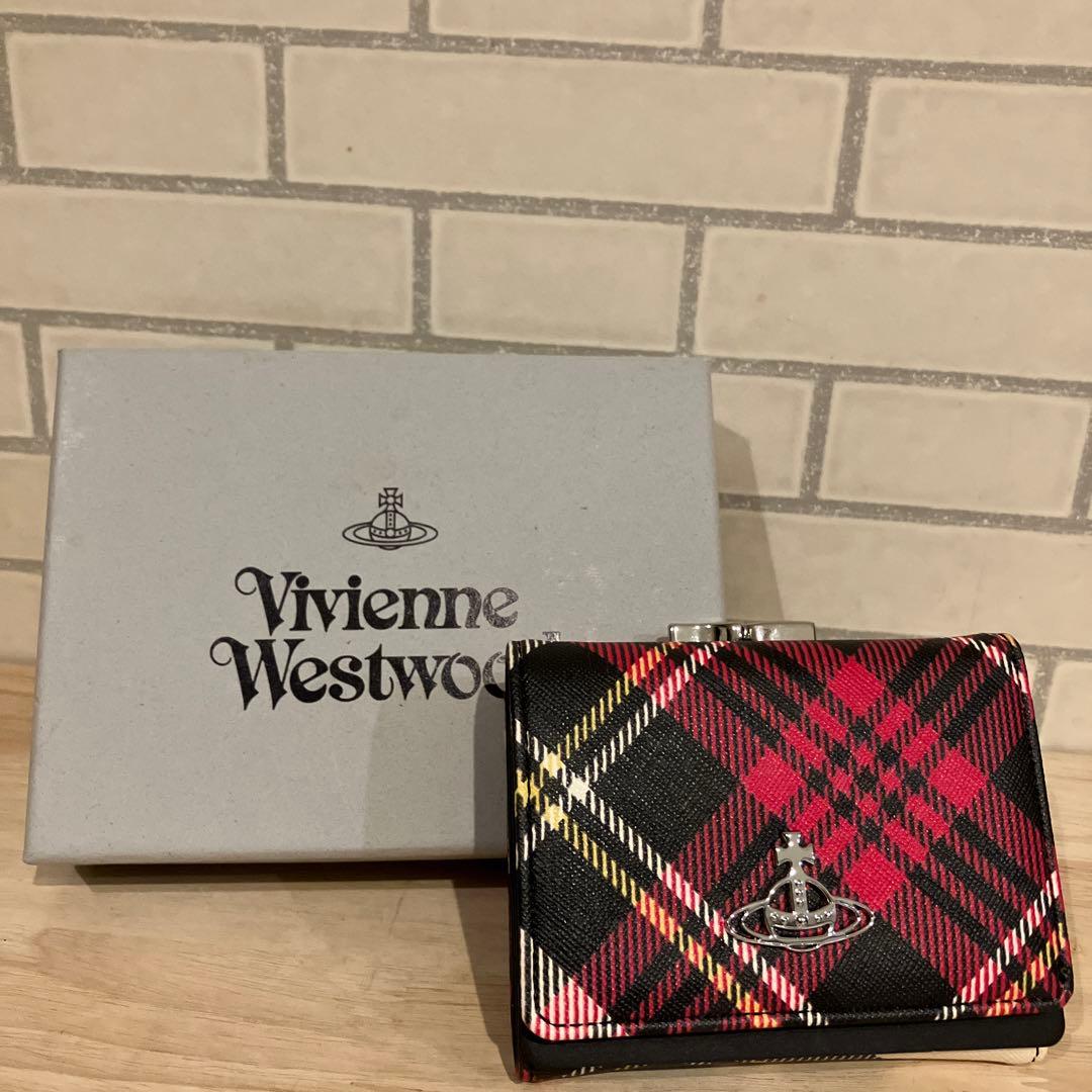 ❤️新品❤️Vivinne Westwood チェック柄がま口三つ折り財布　オーブ