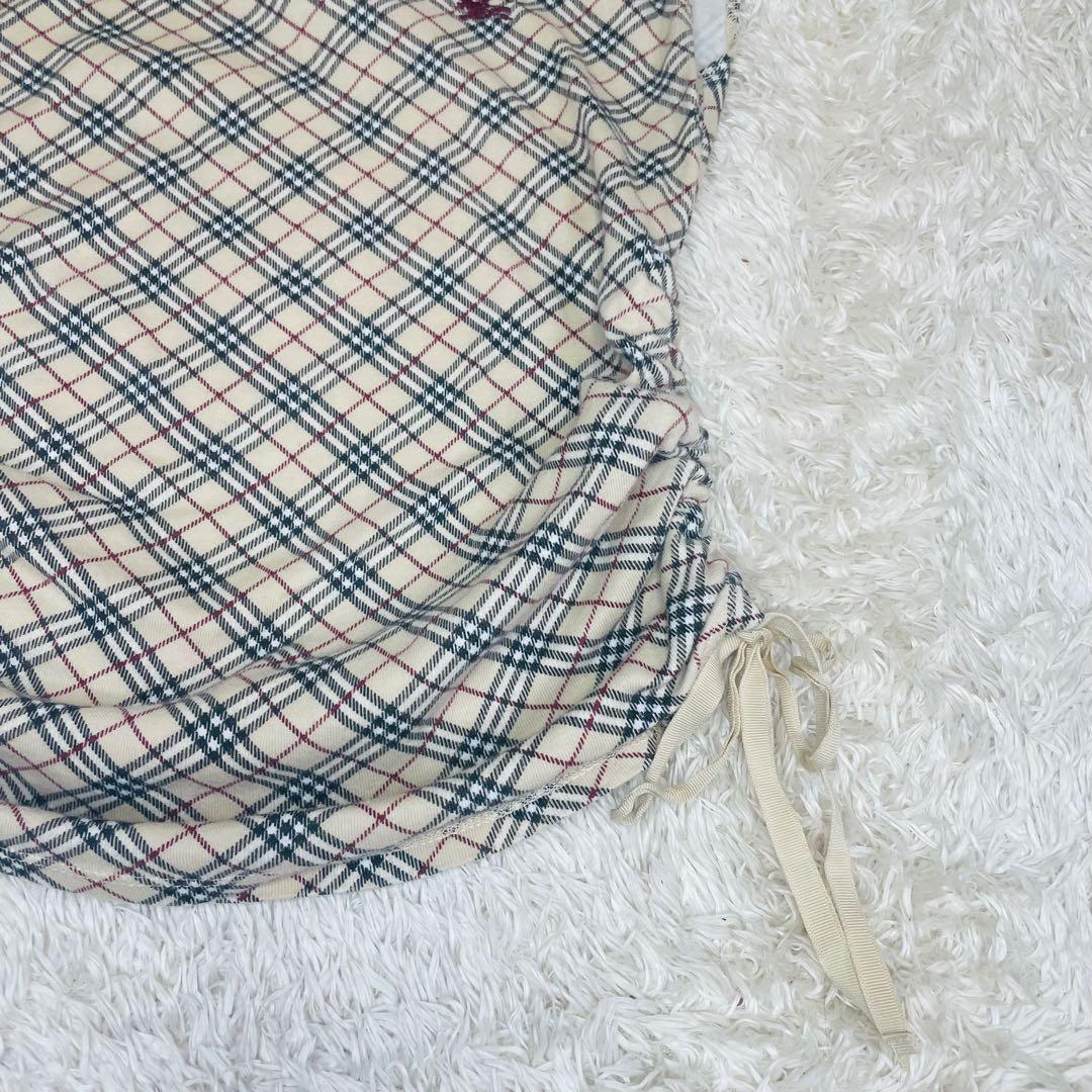 バーバリーブルーレーベル ノースリーブタンクトップ ノバチェック サイドリボン