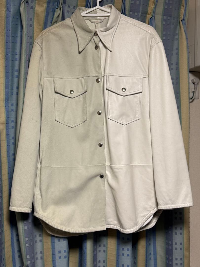 メゾンマルジェラ MM6 ホワイト 2トーン　レザージャケット