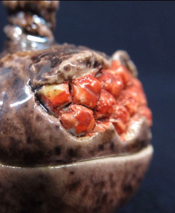 柘榴　作家物　木箱付き　香合　小さな逸品