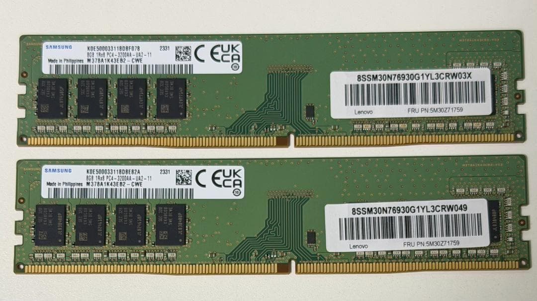 SAMSUNG DDR4 PC4-3200AA 16GB(8GB×2) メモリー