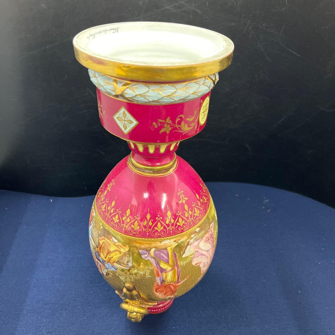 ロイヤルヴィエナ　手描総金彩フラワーベース　高さ約48㎝　東Y7-0822⭐︎2F