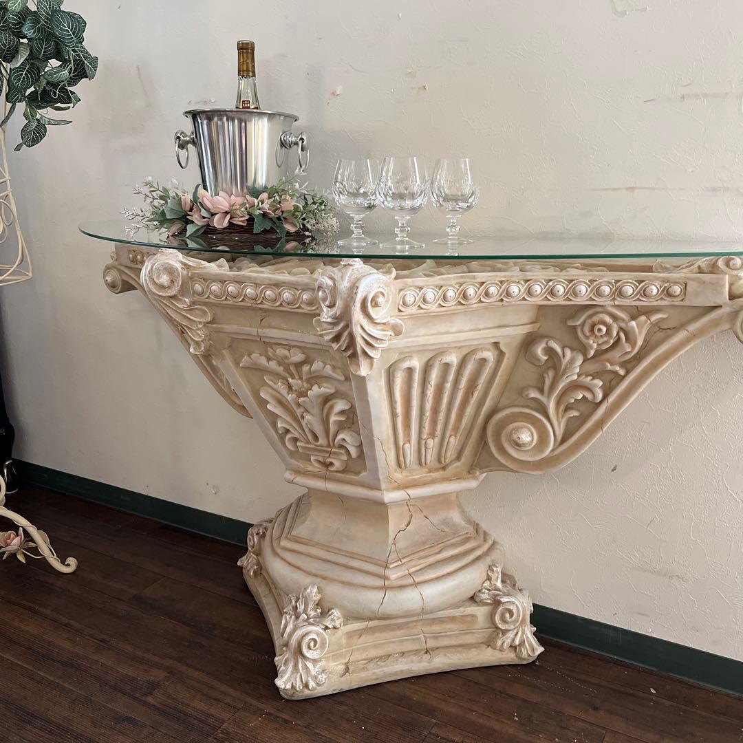 k512r122 まるで宮殿のようなコンソールテーブル ガーデンコラム風 ガラス