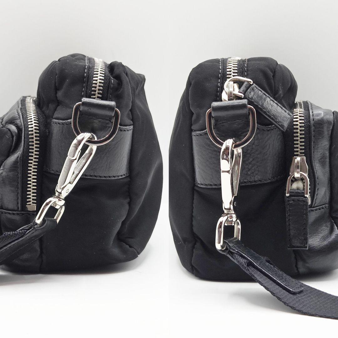 PRADA ショルダーバッグ ナイロン レザー カメラバッグ ロゴプレート ネロ
