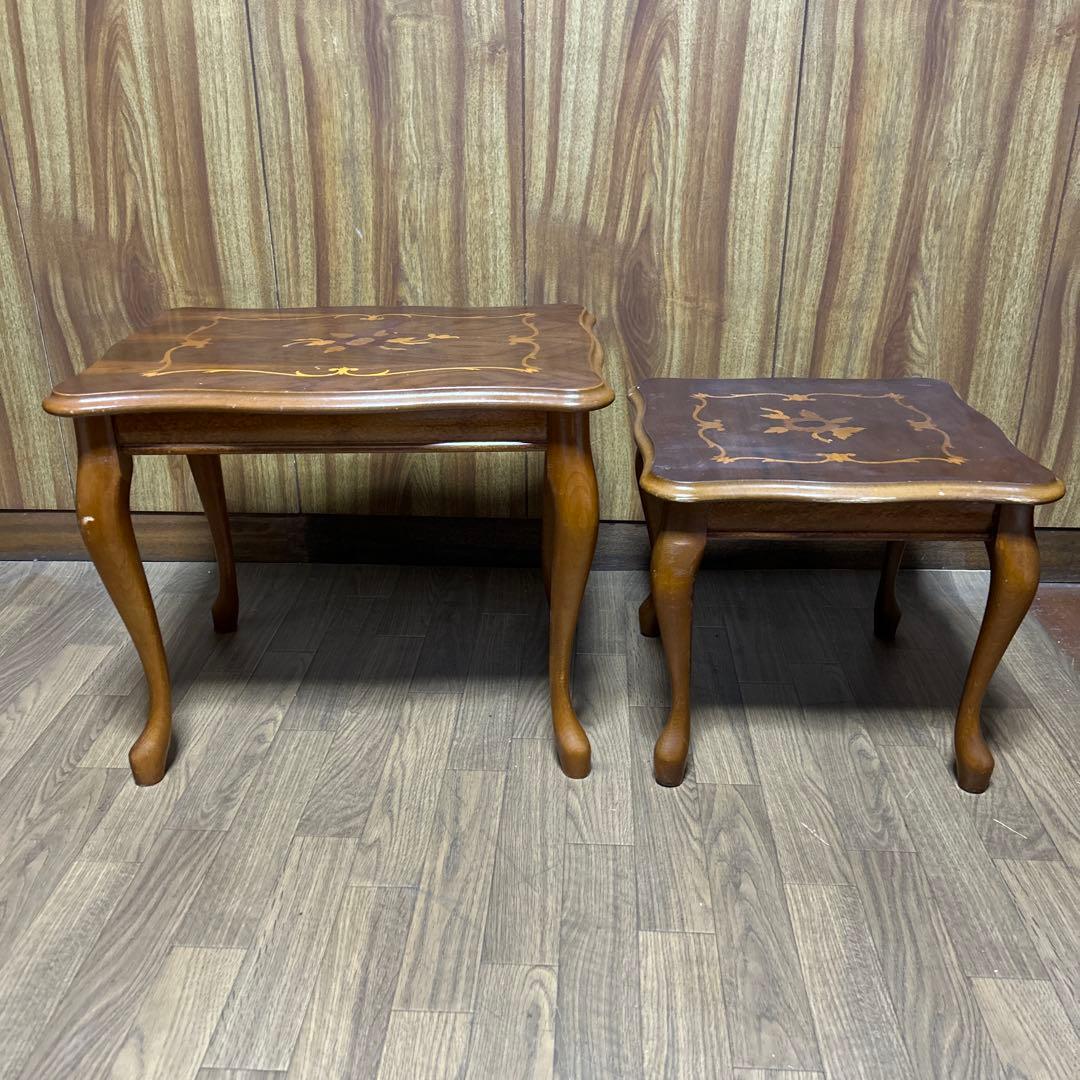 イタリア 象嵌 猫足　アンティーク ネストテーブル　　　　 3セット