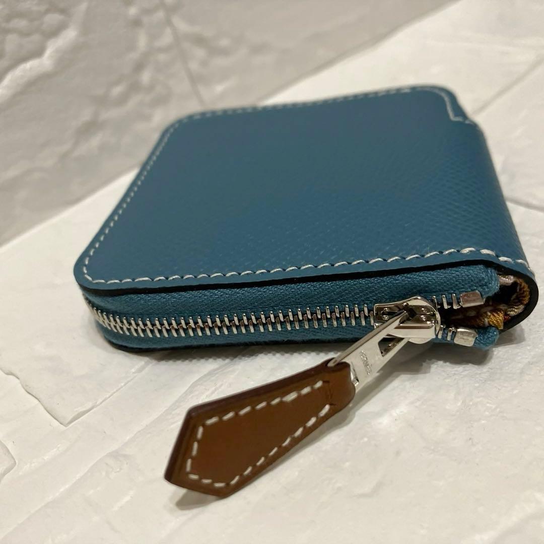 新品　HERMES アザップ　シルクインコンパクト　ケース ブルージーン